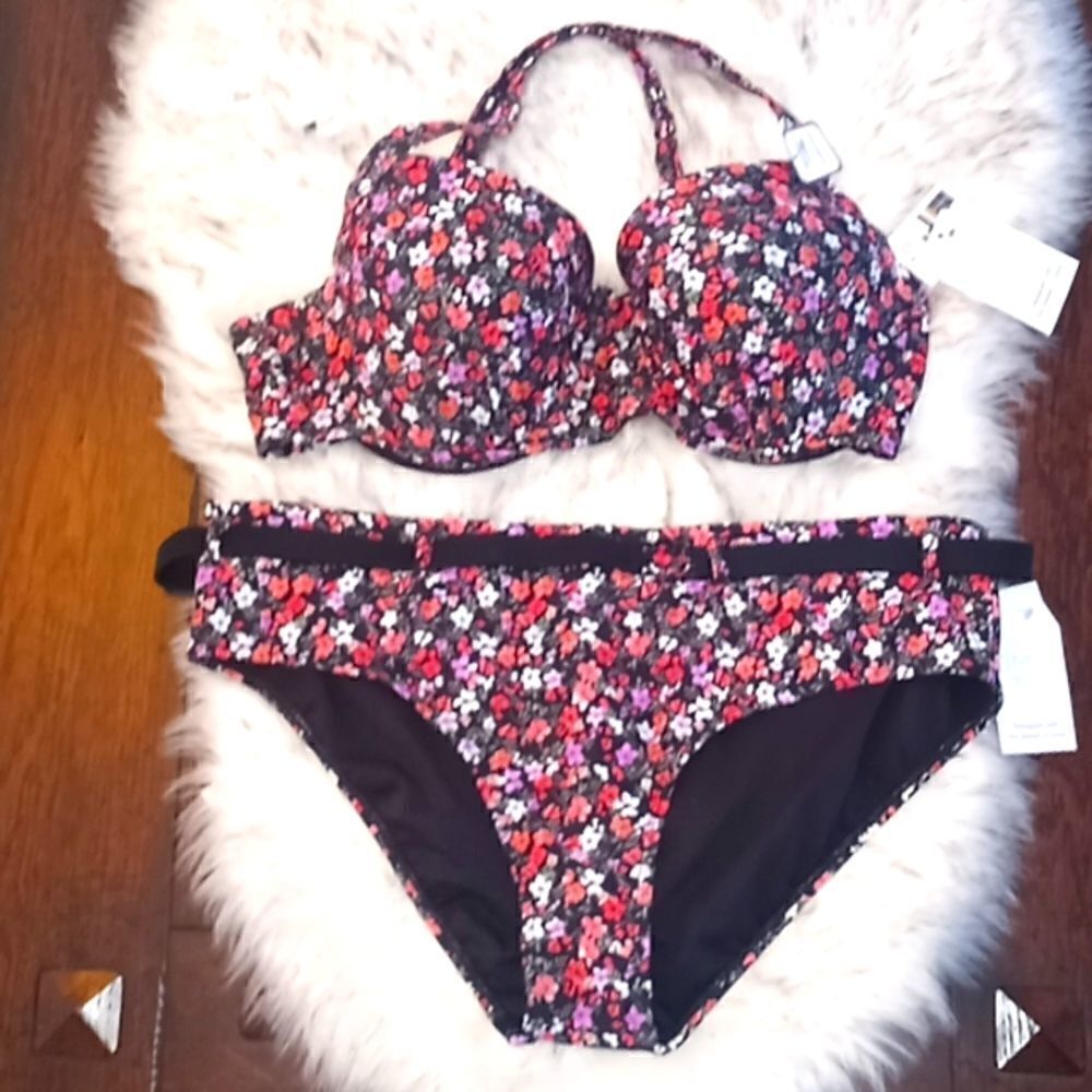 Women's Plus Printed Floral Bikini Swimsuit Bathing Suit Size XL (16W/18W)